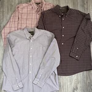 3 Eddie Bauer Long Sleeve Button Down Shirts Sz XL